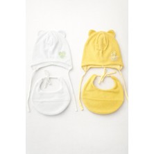 Greenmoon Dış Kısmı Polar Iç Kısmı %100 Pamuk Mama Önlüklü 2'li Bebek Bere