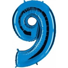 BenimMarifetlerim 9 Rakamı Mavi Folyo Balon 40 Inch 90 cm
