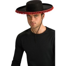 Just Cheap Store Kırmızı Ponponlu Siyah Renk Yetişkin Ispanyol Şapkası