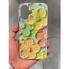 Iphone 16 Uyumlu Hologramlı Çiçek Desenli Kılıf Hologramlı Kenarları Renk Detaylı Silikon Kılıf