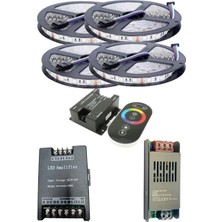 Powerr Led Aydınlatma 20 Metre 12V 60 Ledli Rgb Iç Mekan Şerit LED 20A Slim Trafo 36A Dokunmatik Rf LED Kontrol 36A Rgb Amplifier Üniteli Set