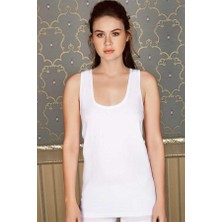 MOTTO10 Butik Kadın Pamuklu Ribana Geniş Askılı Uzun Atlet (8549)