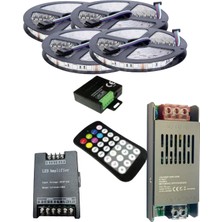 Powerr Led Aydınlatma 20 Metre 12V 60 Ledli Rgb Iç Mekan Şerit LED 20A Slim Trafo 36 A 28 Tuş Rf LED Kontrol 36 A Rgb Amplifier Üniteli Set