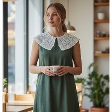 Bohem Kutusu Işlemeli Seyyar Tül Yaka