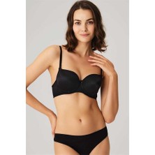 MOTTO10 Butik Balenli Desteksiz Dolgusuz Askıları Çıkabilen Günlük Klasik T-Shirt Sütyeni