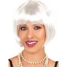 MiraLive Beyaz Renk Parti Peruğu Kısa Küt Saç