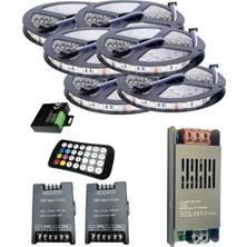 Powerr Led Aydınlatma 30 Metre 12V 60 Ledli Rgb Iç Mekan Şerit LED 30A Slim Trafo 36A 28 Tuş Rf LED Kontrol 2AD 36A Rgb Amplifier Üniteli Set