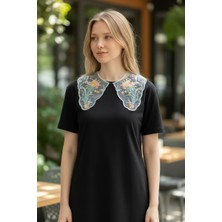 Bohem Kutusu Işlemeli Seyyar Tül Yaka