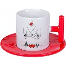 Bade Sevgililer Gününe Özel T Kulplu Kahve Fincanı