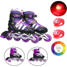 Depomiks Avm Işıklı Silikon Tekerlekli Ayarlanabilir Çocuk Alıştırma Paten 2 Fonksiyon 2'li Çakar LED Hediye