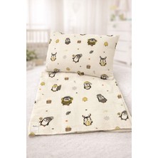 Buem Shop Norvi Winter Friends Müslin Bebek Battaniyesi ve Yastık Seti %100 Pamuk Yastık Içi Dahil