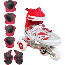 Depomiks Avm Paten Ayarlanabilir 2 1 1 Işıklı Metal Gövde Alıştırma Pateni Çantalı Dizlik Dirseklik Setli