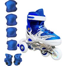 Depomiks Avm Paten Ayarlanabilir 2 1 1 Işıklı Metal Gövde Alıştırma Pateni Çantalı Dizlik Dirseklik Setli