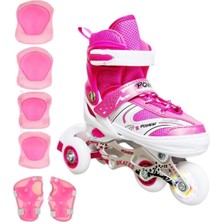 Depomiks Avm Paten Ayarlanabilir 2 1 1 Işıklı Metal Gövde Alıştırma Pateni Çantalı Dizlik Dirseklik Setli