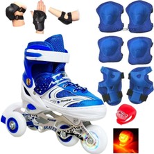 Depomiks Avm Paten Ayarlanabilir 2+1 Işıklı Metal Gövde Alıştırma Pateni Çantalı+Dizlik Hediyeli+Tek LED Hediyeli