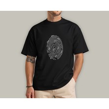 Kidilia Babalar Günü Parmak Izi Tasarımlı %100 Pamuku Bisiklet Yaka Unisex T-Shirt