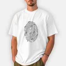 Kidilia Babalar Günü Parmak Izi Tasarımlı %100 Pamuku Bisiklet Yaka Unisex T-Shirt