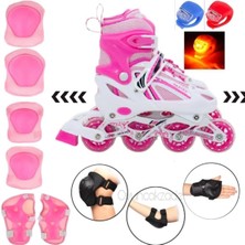 Depomiks Avm Işıklı Ayarlanabilir Alıştırma Pateni Dizlik Dirseklik Koruyucu Ekstra Set + LED Fener Hediyeli