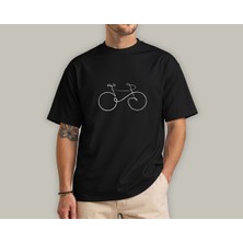Kidilia Bisiklet Görselli %100 Pamuku Bisiklet Yaka Unisex Tasarım T-Shirt