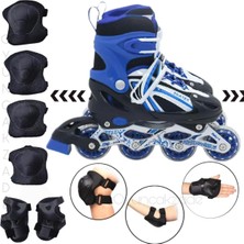 Depomiks Avm Paten Işıklı Ayarlanabilir Çocuk Alıştırma Pateni 2 Fonksiyon Dizlik Dirseklik Bileklik Koruyucu Set