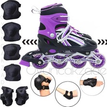 Depomiks Avm Paten Işıklı Ayarlanabilir Çocuk Alıştırma Pateni 2 Fonksiyon Dizlik Dirseklik Bileklik koruyucu set