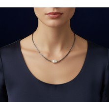 Doğal Taş Inci-Hematit Kolye