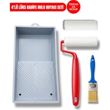 Trend Ak Home 4’lü Lüks Kadife Rulo Boyacı Seti | 10 cm Rulo + 10 cm Kadife Yedek Başlık + No:1.5 Kestirme Fırça