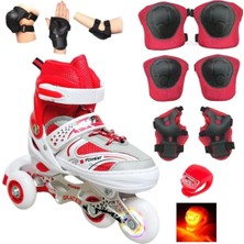 Depomiks Avm Paten Işıklı Ayarlanabilir Metal Alıştırma Pateni Başlangıç ve Ileri Seviye Dizlik Dirseklik Setli