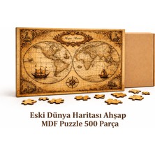 Exin Eski Dünya Haritası Ahşap Puzzle 500 Parça – Vintage Klasik Harita