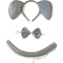 Toptan Perpa Fil Kostümü Aksesuar Seti 3 Lü - Taç Papyon Kuyruk