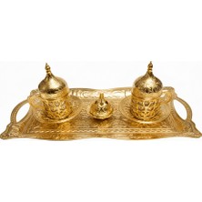 Be Beauty Hanzade Serisi: 2 Kişilik Osmanlı Mirası Altın Yaldızlı Kahve Takımı – Tepsi ve Lokumluk Dahil