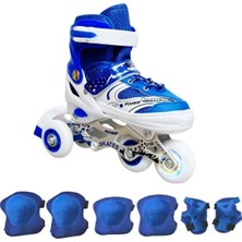 Depomiks Avm Çocuk Paten Çift Sıra Ayarlanabilir Alıştırma Pateni Dizlik Dirseklik Setli