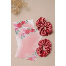 Emtory Home 10 Adet Kesikli Toka Kartı - Kalın Kuşe (5998) Bandana Kartı - 9X14CM - Pembe Güllü - Toka Yoktur