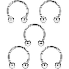 Jaida Moda 316L Cerrahi Çelik Gümüş Renk 5'li Set Septum Helix Tragus Kıkırdak Piercing