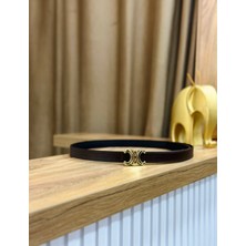 Erdesign Kadın Acı Kahverengi Gold Tokalı Kemer