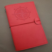 MiraLive Pusula Tasarımlı Kırmızı Deri Defter
