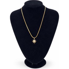 Pangu Altın Renk Çelik Taşlı Kuzey Yıldızı Figürlü Kolye