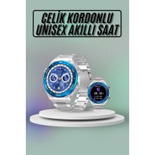 Akıllı Saat Çelik Kordonlu Amoled Ekran Android ve Ios Uyumlu Çağrı Cevaplayabilen - Bamido