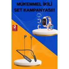 Kablolu Bluetooth Kulaklık ve Kadınlara Özel Bileklik Hediyeli Yeni Nesil Akıllı Saat 3 Kordonlu - Bamido