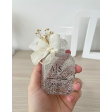 Kamira Kişiye Özel Isimli ve Tarihli Gümüş Pullu Cam Şişe Kolonya Nişan Nikah ve Söz Hediyeliği 10 Adet