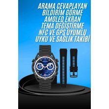 Akıllı Saat Çelik Kordonlu Amoled Ekran Android ve Ios Uyumlu Çağrı Cevaplayabilen - Bamido
