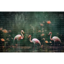 Arterior Wallpaper Suluboya Üç Flamingo Poster Duvar Kağıdı