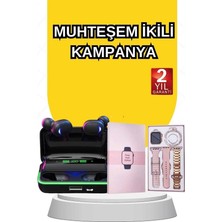 Kadınlara Özel Bileklik Hediyeli Akıllı Saat ve Dijital Göstergeli Anc Özellikli Bluetooth Kulaklık - Bamido