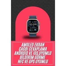 49MM Akıllı Saat Amoled Ekranlı Kadın Erkek Kol Saati Plastik Kordon - Bamido