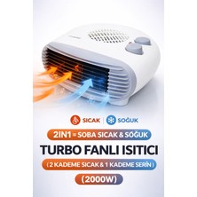 BYZM 2000W Turbo Fanlı Isıtıcı ve Soğutucu 2 Kademeli Sıcak 1 Serin Ayarlı Sessiz Elektrikli Soba