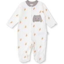 Bebetto Bebetto Erkek Bebek Patikli Tulum Hayvan Baskılı Çıtçıtlı Baby Carrot Bisiklet Yaka Uzun Paça Uzun Kol