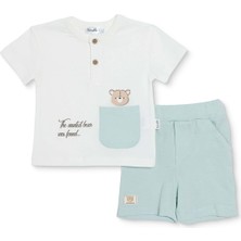 Bebetto Bebetto Erkek Bebek Tshirt-Şort Düğmeli Hello Bisiklet Yaka Kısa Paça Kısa Kol