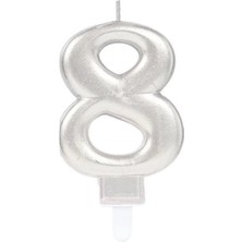 BYZM 8 Rakamı Mum Gümüş Renk