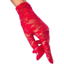BYZM Dantelli Kırmızı Gece Eldiveni