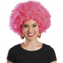 Pembe Renk Kıvırcık Afro Bonus Peruk